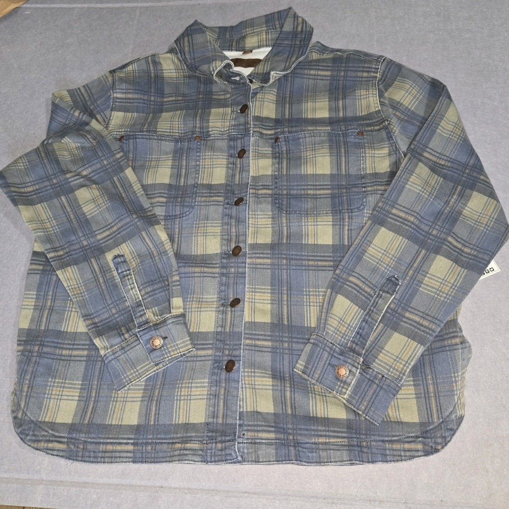 NWT Judy Blue Plaid Button Shacket Women's Size 2xl Denim Stretch Casual